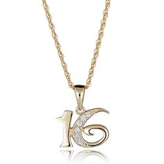 PRICES MAY VARY. Honor her coming of age with this beautiful pendant necklace. A celebration of her sweet 16, the design encrusts a "16" in round Simulated Diamond Cubic Zirconia (CZ). The pendant measures 16mm in length and 14mm in width. Comes with an 18" Gold Filled Rope chain with a Spring-ring clasp. HYPOALLERGENIC: Safe for people with sensitive skin. Our fine jewelry is manufactured with authentic metals and are solid stamped 10K/14K Gold, 1/20 14K GF or 925 Sterling Silver. SAFE FOR YOUR Chain Clothing, Beautiful Pendant Necklace, Heavy Metals, 16th Birthday, Sweet Sixteen, Fine Jewellery Necklace, Fashion Jewelry Necklaces, Rope Chain, Quality Control