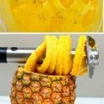 the pineapple has been cut into pieces and is ready to be put in the freezer