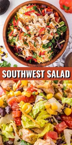 A tasty and super easy dish, this Southwest Salad has all the flavors of a nice Tex-Mex mixture. This Southwest Salad is loaded with corn, beans, lettuce, avocado, tomatoes, chicken and so much more. It is light but filling at the same time, and all topped off with a taco ranch dressing, you just won’t want to put your fork down for this one. This is a great salad to serve as a main dish, or as a side dish. It really depends on how heavy of a meal you want.