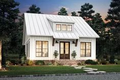 this is a computer rendering of these small house plans for the modern farmhouse style home