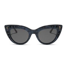 Bellatrix Cat Sunglasses | Geo Black & Grey | DIFF Eyewear Lauren Lane, Tori Kelly, James Decker, Jessie James Decker, Harry Potter Magic, Lauren London, Cat Sunglasses, Raven Skull, Dark Arts