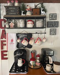 the coffee bar is decorated with christmas decorations