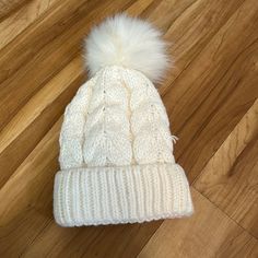 Cute Cute!! One Size! Nwot Cute Winter Beanies, Bennies Hats, White Beanie, Winter Beanies, White Beanies, Winter Ideas, Cute Cute, Winter Beanie, Christmas Wishlist