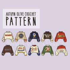 the autumn olive crochet pattern is shown in different colors