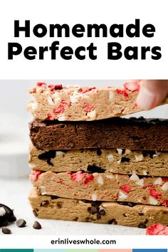 a stack of homemade perfect bars on top of each other