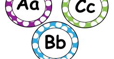 three colorful circles with the letters abc and c on them