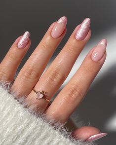 Pearly Pink Cute Pink Nails, Pink Chrome Nails, April Nails, Pearl Nails, Spring Nail Art, Valentine's Day Nails, Nails Ideas, Nude Nails