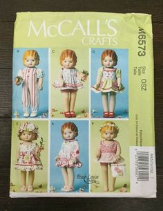 an image of children's clothing patterns for dolls