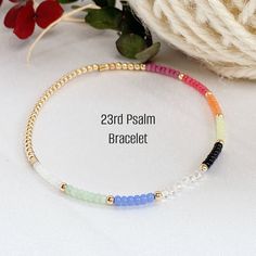 23rd Psalm Bracelet, Religious Jewelry, Confirmation Gift, Christian Jewelry, First Communion Gift, Baptism Gift, Stretch Beaded Bracelet - Etsy Psalm 23 Jewelry, Psalm Bracelet, Psalm 23 Bracelet, 23rd Psalm, Choosing Joy, Bible Verse Bracelet, Scripture Jewelry, Blouse Designs High Neck, Children Church