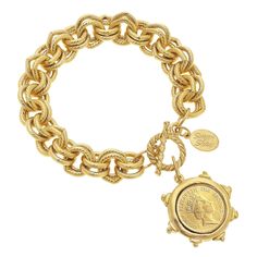 Queen Elizabeth II Windsor Bracelet - Susan Shaw Jewelry Equestrian Bracelet, Xo Necklace, Susan Shaw, Gold Link Bracelet, Coin Bracelet, Coin Ring, Handmade Jewelry Designs, Coin Jewelry, 24kt Gold