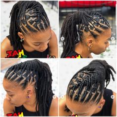 Loc Ponytail Styles Dreadlocks, Locs Hairstyles Short, Coloured Dreads, Loc Styles Medium Updo Women, Loc Ponytail, Female Dreadlocks Styles, Loc Ideas, Lock Styles, Dreadlocks Styles