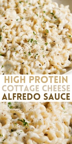 this is an image of high protein cottage cheese alfredo sauce