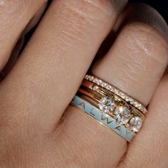 Stacking Rings | Create a Custom Engagement Ring – Marrow Fine Always Band, Blue Enamel Ring, Enamel Wedding Band, Always Ring, Marrow Fine, Memory Ring, Enamel Rings, Honey Jewelry, Memorial Ring