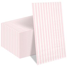 a pink and white striped paper napkin