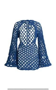 a blue top with an openwork design on it