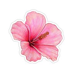 a pink flower sticker on a white background