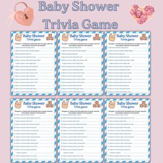 the baby shower trivia game is shown