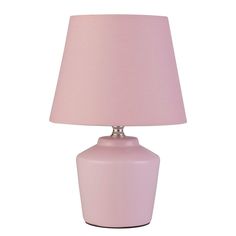 a pink table lamp on a white background