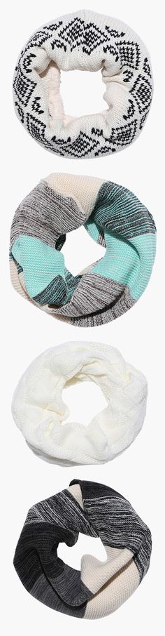 LOVE these infinity scarves - in colors like white, black, teal, and more! Infinity Scarfs, Colorful Scarves, Winter Scarves, Infinity Scarves, Sweater Scarf, Colorful Scarf, Fall Weather, Glamour Fashion