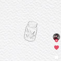 a drawing of a mason jar with an i love you sticker next to it