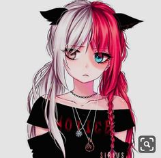 Girl With Pink Hair, An Anime, Pink Hair, Hair, Anime, Pink, Blue, Black