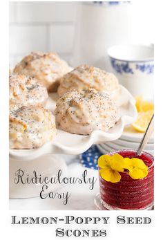 lemon poppy seed scones on a white plate