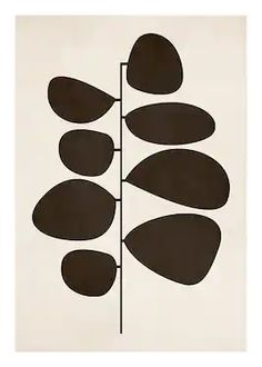 a black and white poster with an abstract plant on it's left hand side