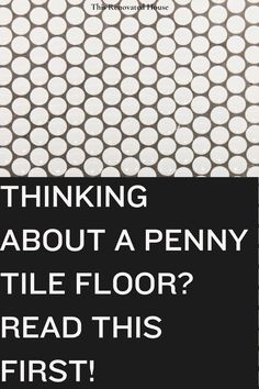 This pin is all about penny tile floor Vintage Penny Tile Bathroom, Penny Tile Bathrooms, Penny Tile Dark Grout, Penny Tile Kitchen Floor, Black Penny Tile Bathroom, Subway Tile With Penny Tile Accent, Small Bathroom Floor Tile Ideas, Black And White Penny Tile Bathroom, Installing Penny Tile Floor