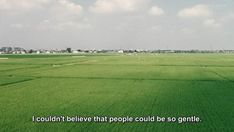 an aerial view of a green field with the words i couldn't believe that people could be so gentle