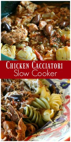 chicken cacciatori slow cooker with pasta and olives