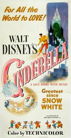 an old movie poster for walt's cinderella