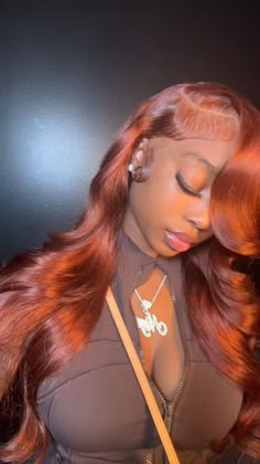 Copper Body Wave Wig, Brown Lacefront Wig, Auburn Body Wave Wig, Copper Lace Front Wig, Auburn Deep Wave Wig, Ginger Human Hair Wig, Burgundy And Auburn Hair, Bday Wig Ideas, Creative Frontal Wig Hairstyles