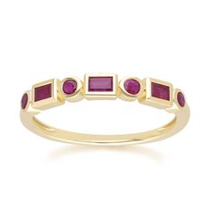 A Stunnine Classic Ruby Eternity Ring in 9ct Yellow Gold.  A gemstone of passion, the ruby signifies desire and success and is the perfect gift from a loving partner. As a birthstone, Ruby represents July birthdays  Discover Gemondo's classic jewellery with a range of timeless designs set with natural gemstones. Find elegant gemstone rings and occasion jewellery pieces that never go out of style. A quick buff with a jewellery cleaning cloth will remove metal tarnishes and keep gemstones looking Ruby Eternity Ring, Loving Partner, Classic Jewellery, Silver Wedding Ring, Ring Ruby, Sterling Silver Wedding Rings, Big Rings, Rings Cool, Classic Jewelry