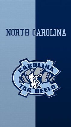 the north carolina tar heels logo on a blue and gray striped background with text that reads north carolina tar heels