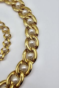 Vintage Chain Link Jewelry For Parties, Vintage Gold Chain Choker Jewelry, Vintage Chain Link Party Jewelry, Vintage Gold Beaded Choker Necklace, Vintage Pearl Chain Choker As Gift, Napier Jewelry Vintage, Chunky Choker Necklace, Napier Jewelry, Chunky Choker