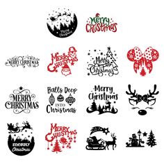 merry christmas svg files for cricut and silhouettes, including santa's sleigh