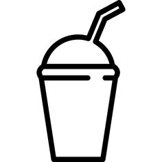 a black and white line drawing of a smoothie drink with a straw in it