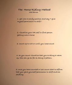 a poem written in black ink on a white paper with writing underneath it that says the horse riding method