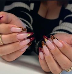 Maroon Nails, Halloween Acrylic Nails, Work Nails, Blush Nails, Cute Gel Nails, Bling Acrylic Nails, Glam Nails