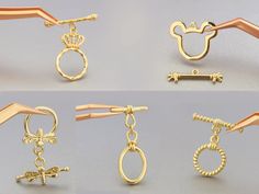 ♡Shipping from the USA♡ High-quality Guarantee Low price Guarantee Product images were taken in kind Guarantee Good customer services Guarantee ❥_ product Information _❥ 14k gold filled OT Clasps 5 shapes optional: Mickey Mouse, dragonfly, knots, crown, twisted hook. Price for 1 set. It's a half-finished bracelet supply, you need to buy extra supplies to finish your design! ❥Packing$ shipping information_❥ This product will be packed in a sealed pouch. Free shipping when your order is over $35 i Bracelet Ends, Couronne Diy, Crown Diy, Toggle Clasp Bracelet, Diy Crown, Inlaid Jewelry, Golden Necklace, Small Jewelry Box, Original Bags