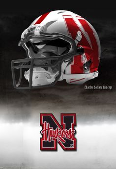 a football helmet with the letter n on it