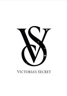 the victoria's secret logo is shown in black and white, with stars above it