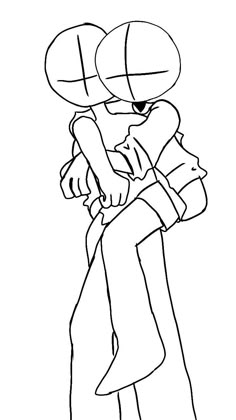 a black and white drawing of a person hugging