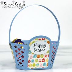 an easter basket with the words happy easter written on it