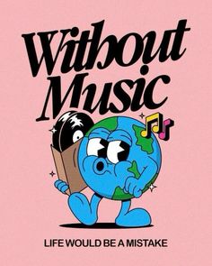 an image of a cartoon character holding a book with the words'without music'on it