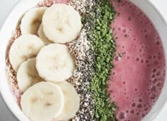 a bowl filled with bananas and chia seeds