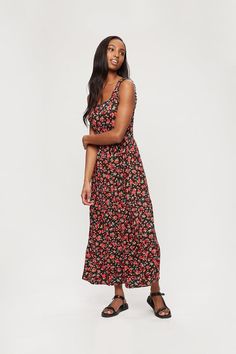 Red Black Ditsy Strappy Tiered Maxi Maxi Dress Collection, Wide Fit Shoes, Dresses Red, Quick Delivery, Dorothy Perkins, Summer Sale, Dress Collection, Red Dress, Black And Red