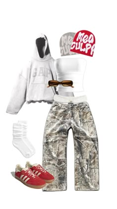 tiktok style, fashion outfit, fashion ideas, 2000s, y2k, 90s, ahs style, ahs, red Ahs Style, Street Style Outfits Casual, Baggy Outfit Ideas, 2000s Outfit, Tiktok Style, Streetwear Fashion Women, Cute Everyday Outfits, Y2k 90s, Lookbook Outfits