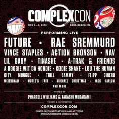 an event poster for complexcon featuring the future, rae semrud and other artists