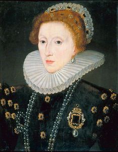 an old painting of a woman with red hair and black dress, wearing a tiara